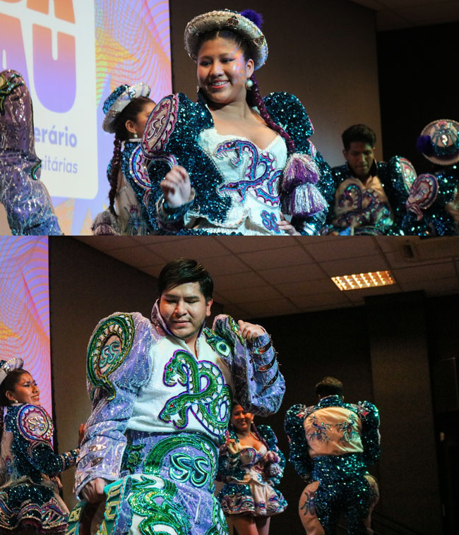 Apresentação da dança tradicional boliviana Caporales durante 1º Sarau Cultural e Literário: Vozes Universitárias.
